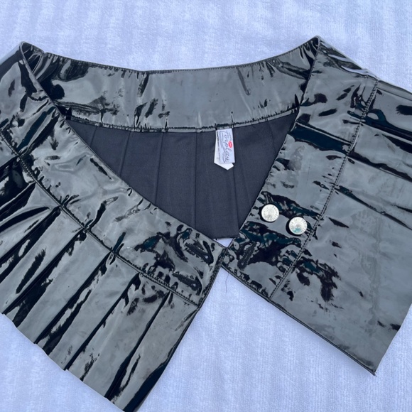 Forplay Vinyl Wet Look  Fetish Bondage Pleated Super Mini Skirt Club  Lingerie - Picture 9 of 13